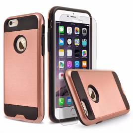 iPhone 6 Case, 2-Piece Style Hybrid Shockproof Hard Case Cover with [Premium Screen Protector] Hybird Shockproof And Circlemalls Stylus Pen (Rose Gold)